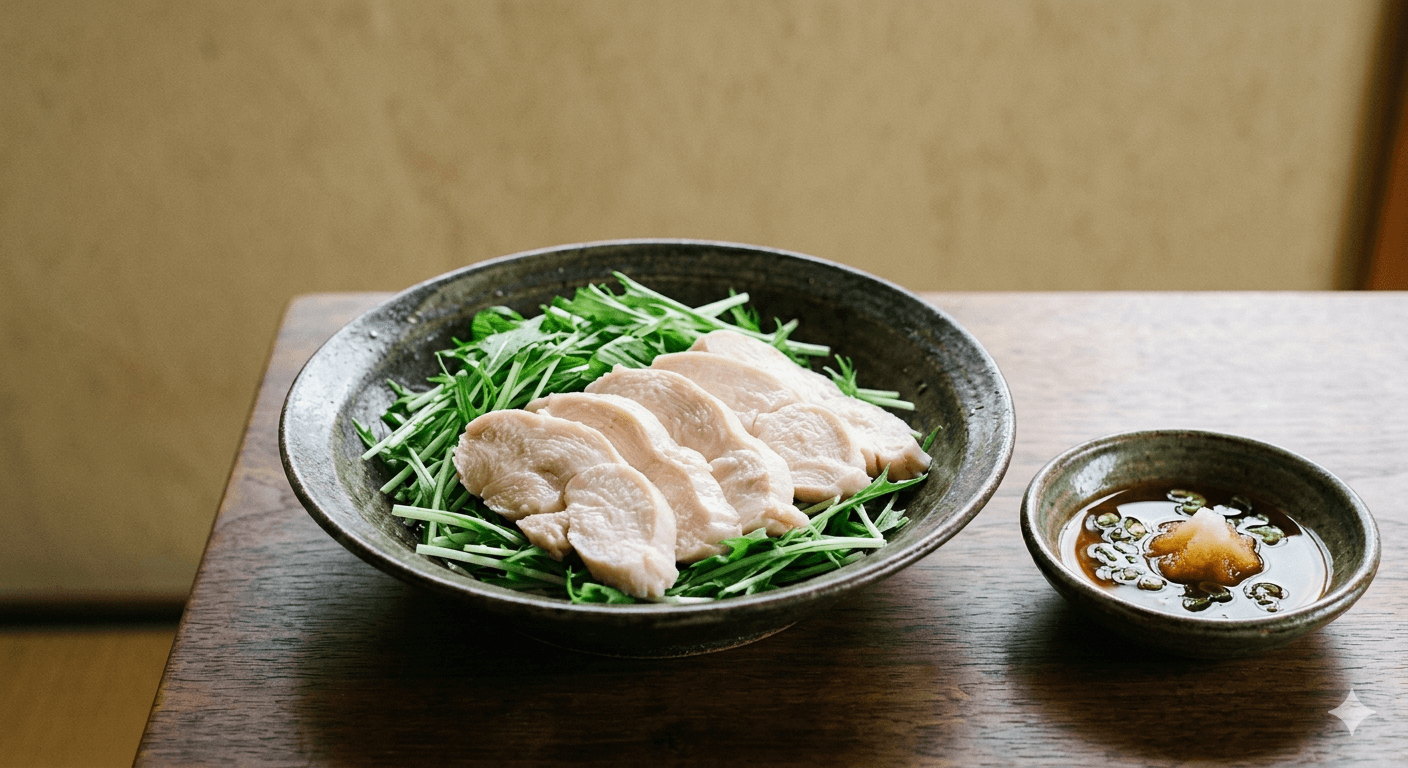 鶏ささみと水菜のしゃぶしゃぶ仕立て