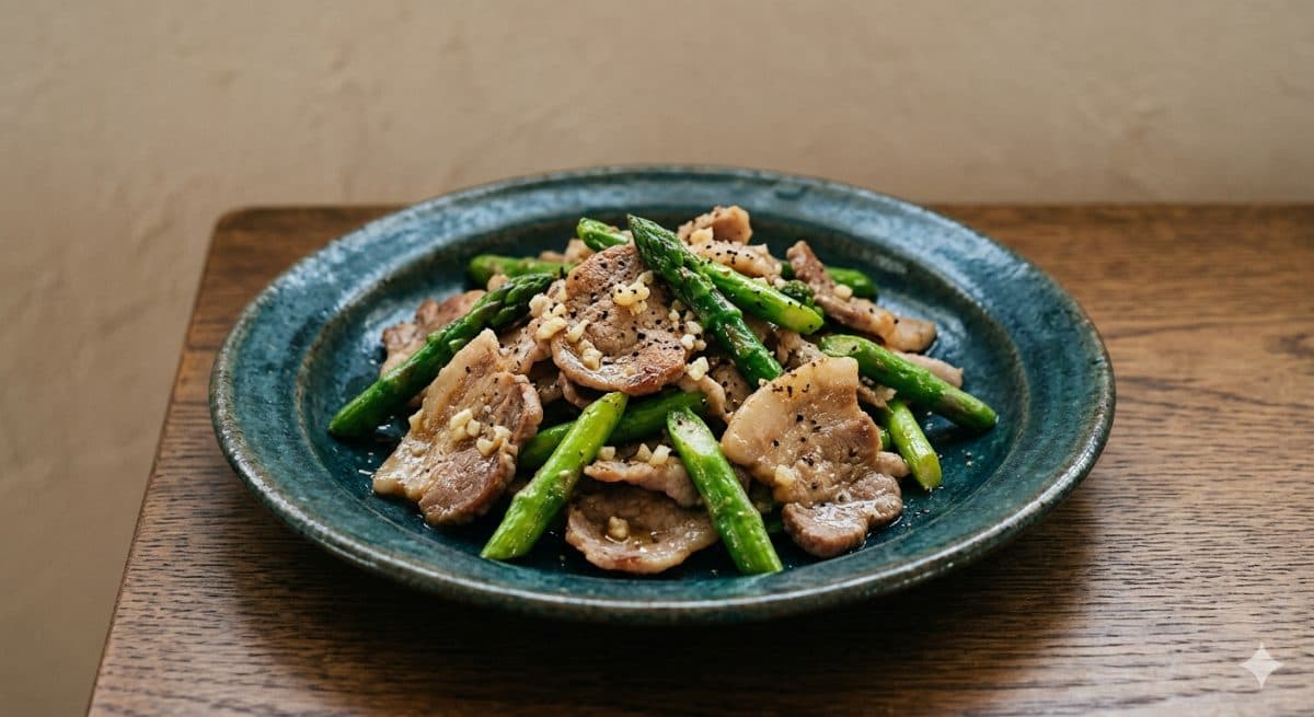 豚肉とアスパラガスの塩炒め