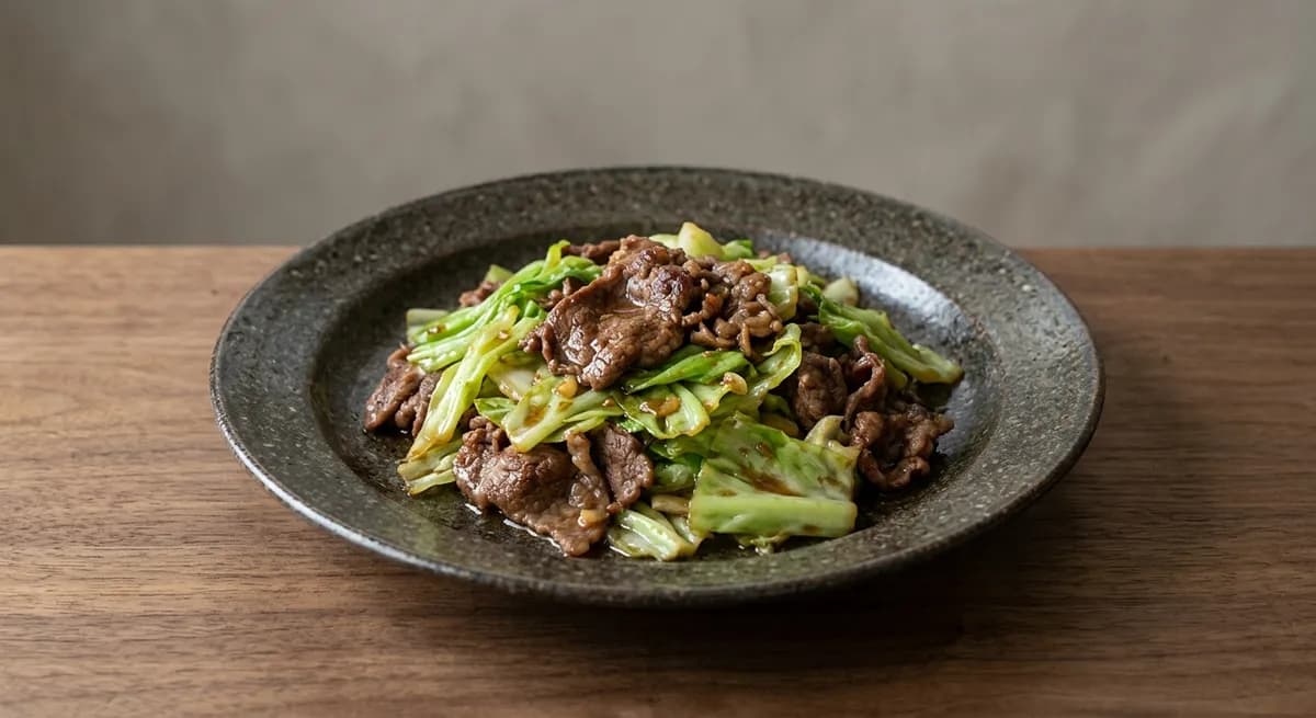 牛肉と春キャベツのオイスター炒め