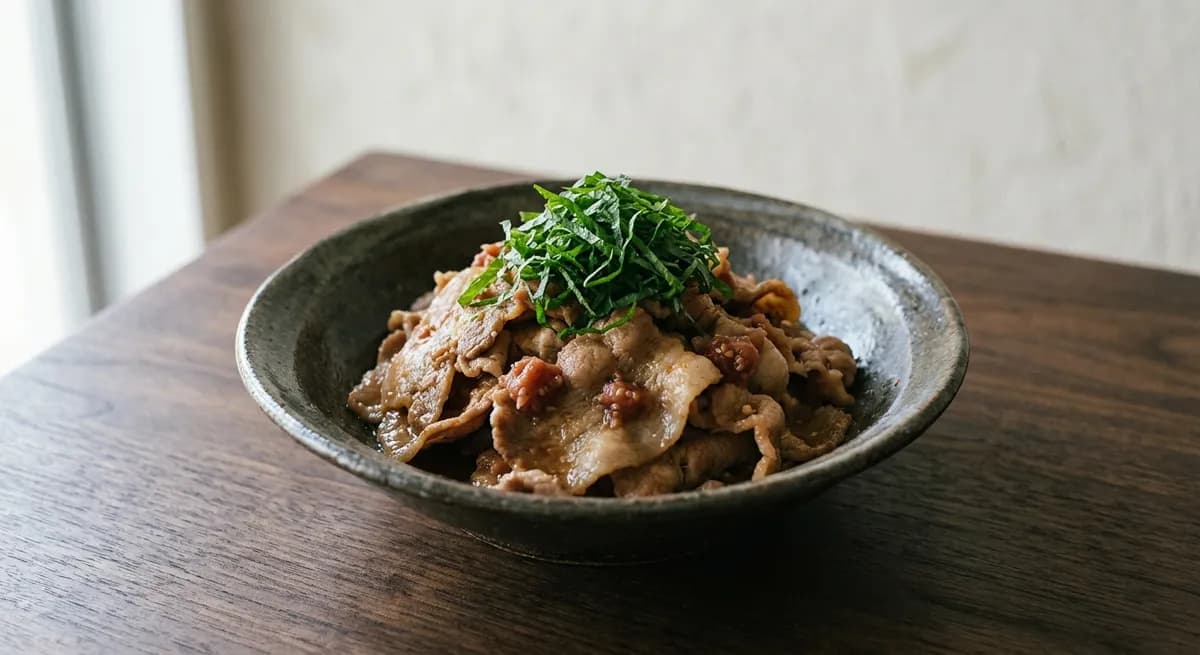 豚バラの梅しそ炒め
