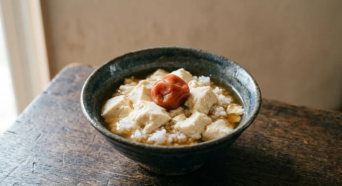 豆腐と梅の丼
