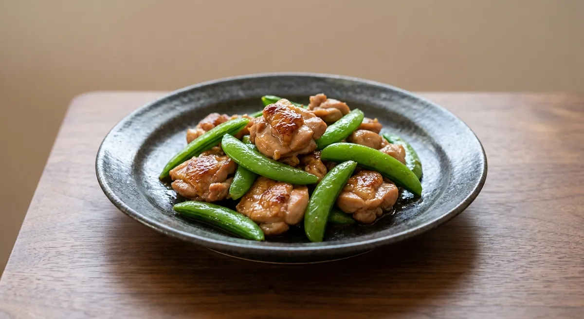 鶏もも肉とスナップエンドウの炒め物